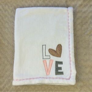 Lambs & Ivy Signature LOVE Heart Baby Blanket Pink White Gray Plush Soft 2021